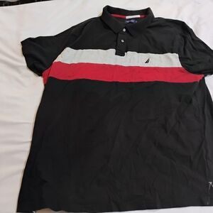 Nautica Men's Black and Red Polo Shirt